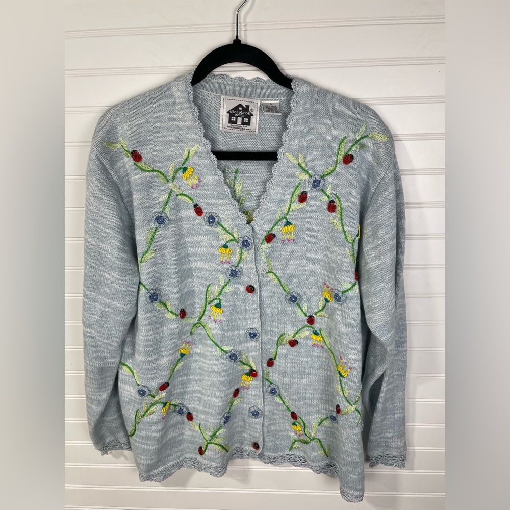 Storybook Knit Embroidered Cardigan Large Women’s - Picture 1 of 8